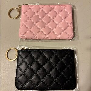 2 Quilted Pink and Black Wallet Set